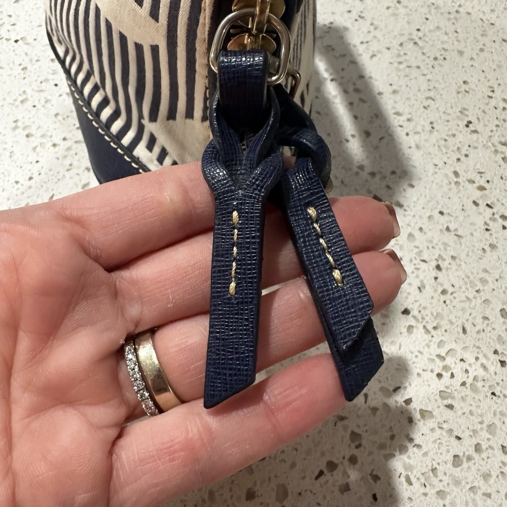 VTG DOONEY & BOURKE Navy White Sailboat Stripes Handbag Shoulder bag Mini Purse - Picture 4 of 16
